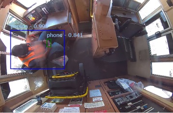 View of conductor driving train through mobile detection perspective