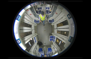 Camera view of railcars with CCTV