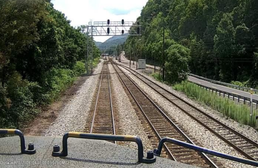Camera view of the rail switch ahead